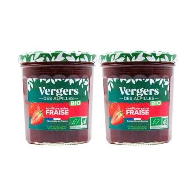 Vergers des Alpilles Confiture Extra Fraise Bio, Lot de 2x370g