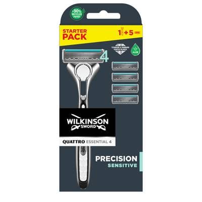 Wilkinson Rasoir Homme Précision Sensitive Quattro Essential 4, 6 pièces
