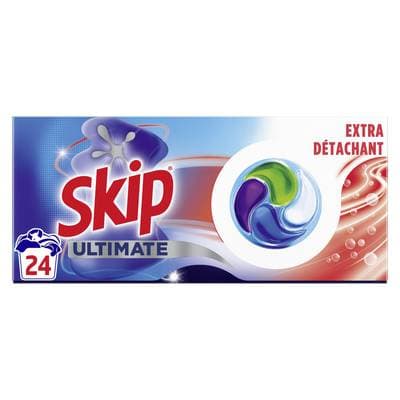 Skip Lessive Capsules Extra Détachant Ultimate 4en1, 24 capsules