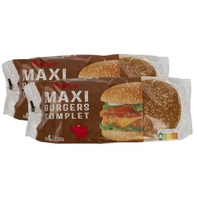 Auchan Pain Burger Maxi Complet, Lot de 2x330g