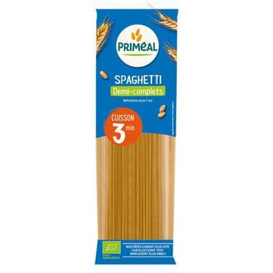 Priméal Spaghetti 1/2 complet bio cuisson rapide 3 min, 500g