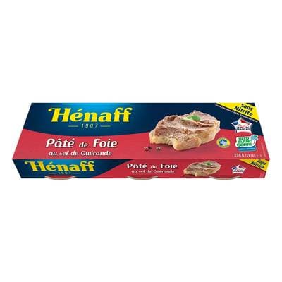 Henaff Pâté de foie au sel de Guérande Bleu Blanc Coeur, 3x78g