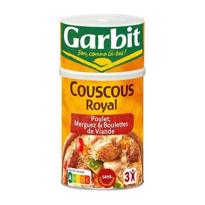 Garbit Couscous Royal Poulet Merguez et Boulettes de viande en conserve pour 3, 1250g
