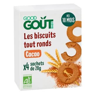 Good Goût Biscuits tout ronds Cacao Bio Dès 10 Mois, 80g