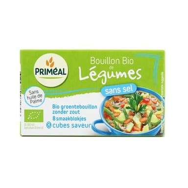 Priméal Bouillon Bio de Légumes Sans Sel, 8x9g