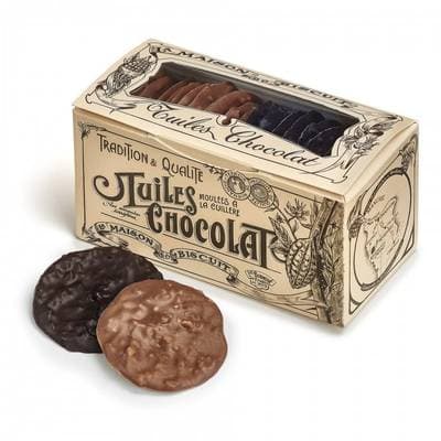 La Maison Du Biscuit Tuiles au chocolat au lait et noir panaché - Biscuits artisanaux de tradition, 170g
