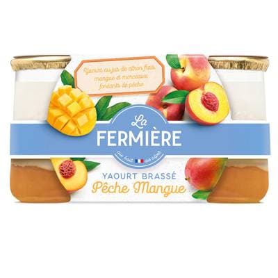 La Fermière Yaourts Brassés Pêche Mangue, 2x160g