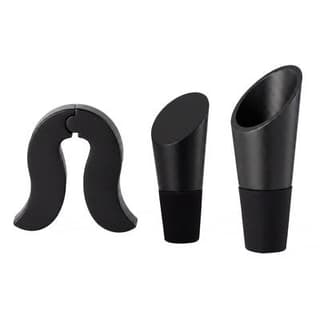 Point virgule Set à vin avec coupe-capsule, bouchon à vin et bec verseur noir, 1 set