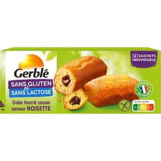 Gerblé Sans Gluten Sans Lactose 6 Cakes fourrés saveur Chocolat Noisettes -30% de sucres en moins sans gluten et sans lactose, 210g