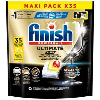 Finish Capsule Lave-vaisselle Ultimate Plus Citron, 35 capsules