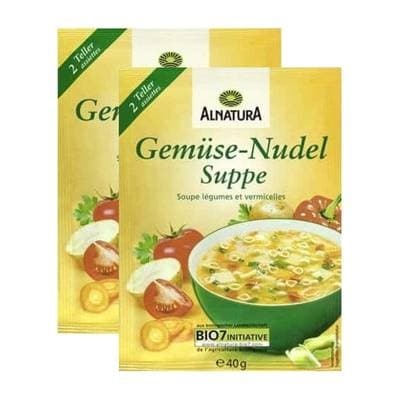 Alnatura Soupe légumes et pâtes déshydratés bio, Lot de 2x40g