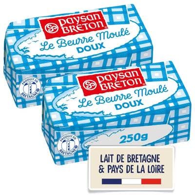 Paysan Breton Beurre doux moulé, Lot de 2x250g