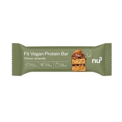 NU3 Barre Protéinée Amandes Chocolat- Fit Vegan Bar, 50g