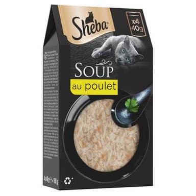 Sheba - Soup Sachets Soupe filets de poulet pour chat, 4x40g