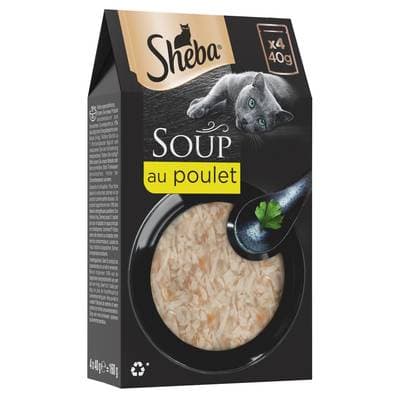 Sheba - Soup Sachets Soupe filets de poulet pour chat, 4x40g