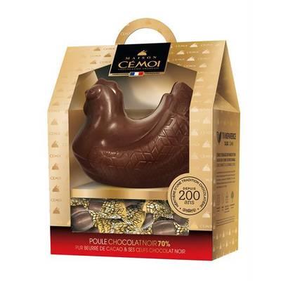 3173287723706 - Cémoi - Poule en chocolat noir coffret maison