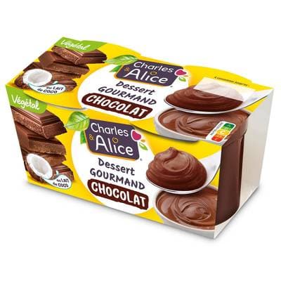 Charles et Alice Dessert végétal lait de coco chocolat, 2x110g