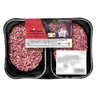 Auchan Collection Steaks Hachés Charolais 12%mg, 2x125g