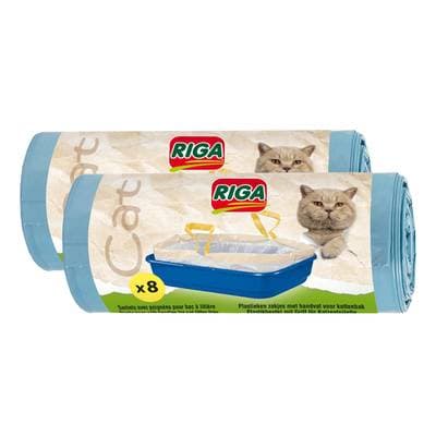 Riga Sachets plastiques pour litière avec poignée, Lot de 2x8  sacs