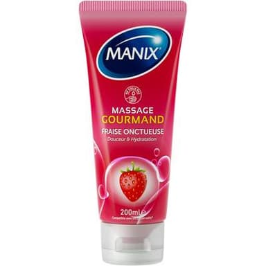 Manix Gel de massage comestible à la fraise, 200ml