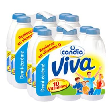 Candia Viva lait UHT vitaminé à 1.2% mg, Lot de 2 - 6x1L
