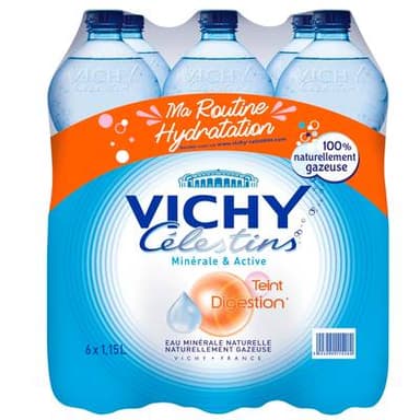 Vichy-Célestins Eau gazeuse minérale naturelle, 6x1,15L