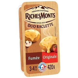 Richesmonts Fromage raclette duo nature et fumé, 420g