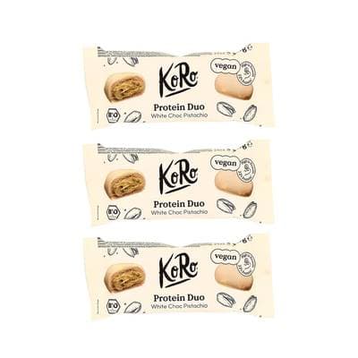 Koro Bouchées protéinées pistaches et chocolat blanc bio, Lot de 3x2x20g