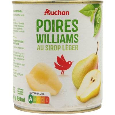 Auchan Poires williams au sirop léger, 460g