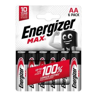 Energizer 6 Piles Alcaline LR06-AA 1,5V Max, 6  piles