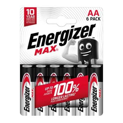 Energizer 6 Piles Alcaline LR06-AA 1,5V Max, 6  piles