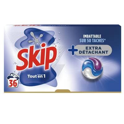 Skip Lessive Capsules Extra Détachant Tout en 1, 36 capsules
