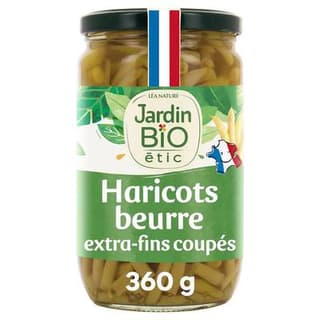 Jardin Bio Etic Haricots beurre extra fins coupés bio en bocal, 360g