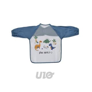 BEBE DOUCEUR Bavoir à Manches Longues 43cm Bleu Dino World, 1 bavoir