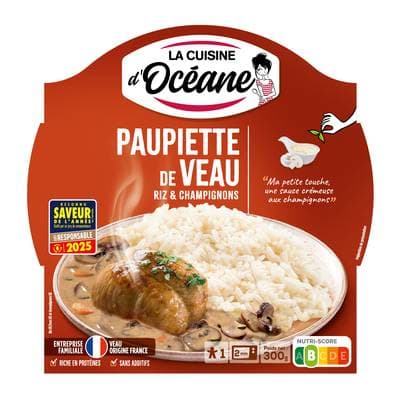 La Cuisine d'Océane Paupiette de veau aux champignons - Riz, 300g