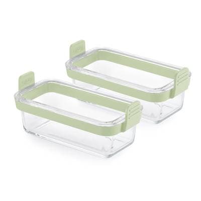 Lékué Plats en verre rectangulaire pour friteuse à air (lot de 2) - Transparent, 2 pièces