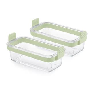 Lékué Plats en verre rectangulaire pour friteuse à air (lot de 2) - Transparent, 2 pièces