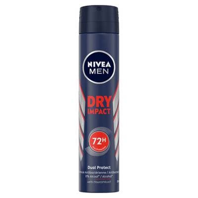 Nivea Men Déodorant spray homme Anti-transpirant 0% Alcool Dry Impact, 200ml