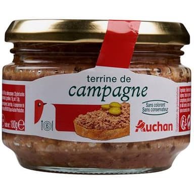 Auchan Terrine de campagne sans colorant sans conservateur, 180g
