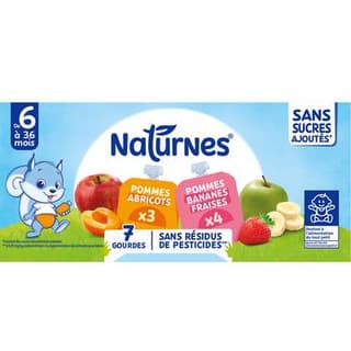 Naturnes® Multipack aux Fruits Gourdes Bébé Dès 6 mois, 7x90g