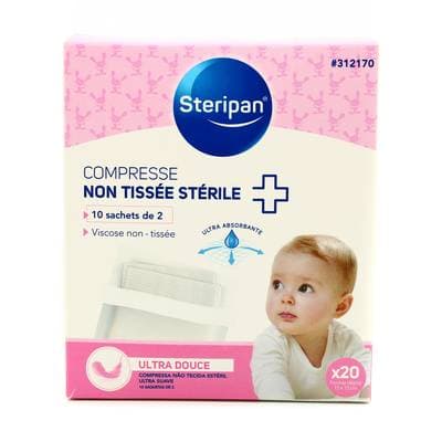 Steripan Compresses ultra douces bébé 15x15cm, 20 compresses
