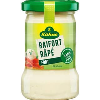 Kühne Raifort râpé fort en bocal, 140g