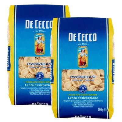 De Cecco Pâtes Orecchiette N°91 Premium, Lot de 2x500g