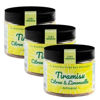 La manufacture des desserts Tiramisu Citron & Limoncello Artisanal, Lot de 3x90g
