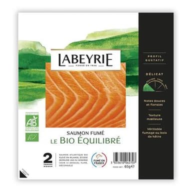 Labeyrie Saumon Fumé Bio Equilibré de Norvège, 2 tranches - 65g