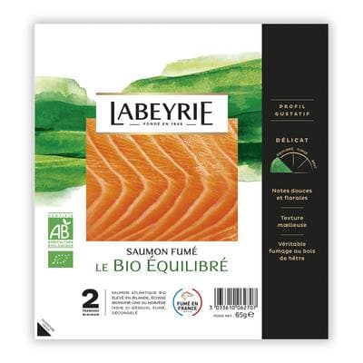 Labeyrie Saumon Fumé Bio Equilibré de Norvège, 2 tranches - 65g