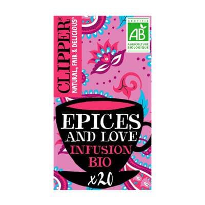 Clipper Infusion Epices And Love bio Notes de cannelle et gingembre, 20 sachets