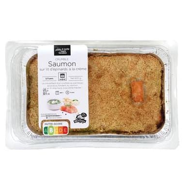 Marin Vendeen Crumble de saumon et épinards à la crème, Barquette de 600g