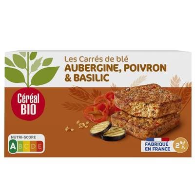 Céréal Bio 2 Carrés Végétaux Blé Aubergines Poivrons Basilic Bio, 200g