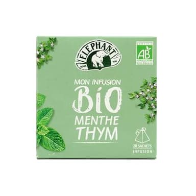 Elephant Mon infusion Menthe / Thym Bio, 20 sachets